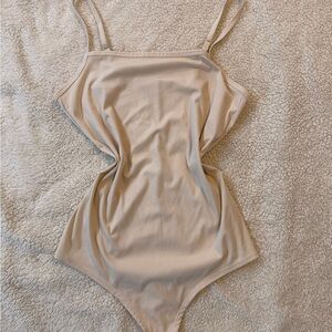 NWOT Spanx Ribbed Bodysuit Beige Size M Shapewear Tank
